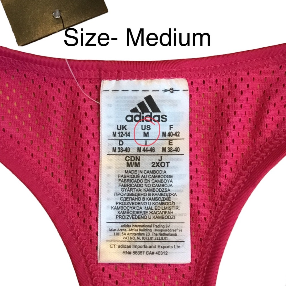 NWT Adidas Racerback Tank Front Logo Mesh Back Hot Pink Women’s Medium - Picture 6 of 10